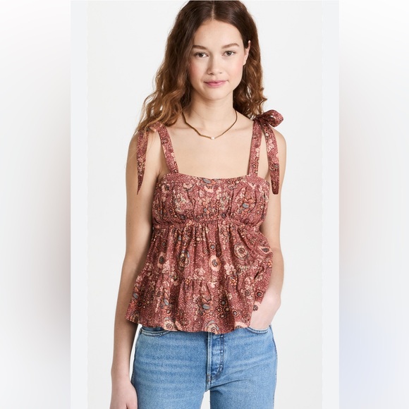 Ulla Johnson Tops - Ulla Johnson Syma Rosebud Floral Pleated Tiered Hem Tie Shoulder Summer Top 2